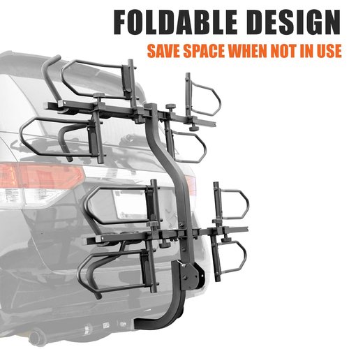 BV 4 Bike Bicycle Hitch Mount Rack Carrier for Car Truck SUV for Standard Bikes, E-Bike, Fat Tire Bikes - Tray Style Smart Tilting Design (Standard/Fat Tire 4 Bikes)