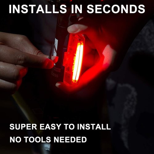 Bike Tail Light USB Rechargeable - Super Bright LED Rear Bicycle Light Clip On as Red Back Taillight with 6 Lighting Modes for Road Mountain Cycling Safety Accessories (Red)