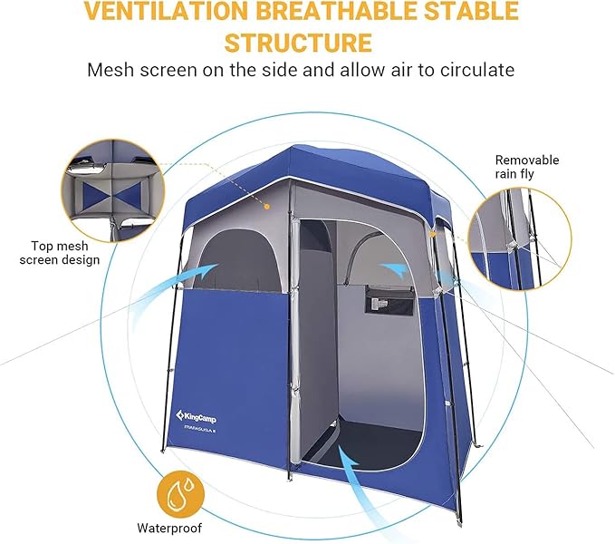KingCamp Shower Tent, Portable Privacy Tent Outdoor Camping 1/2 Room Toilet Tents with Shower Bag & Dressing Room for Travel Beach Tailgate