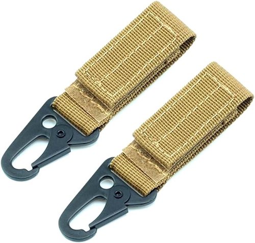 Backpack Keychain Duty Belt Key Holder Tactical Keychain Accessories Molle Webbing Buckle Metal EDC Carabiner Clip Pack of 2