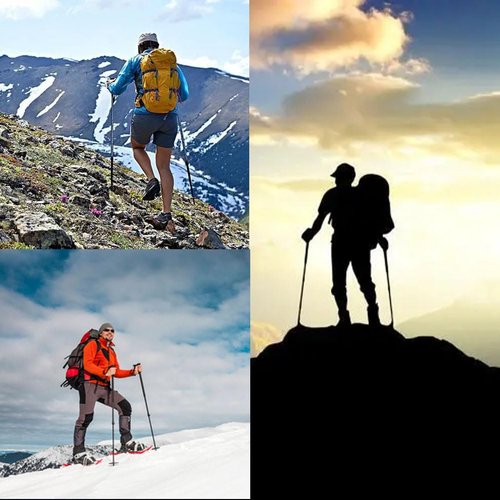 YOBOKO Aluminum Alloy Walking Sticks Trekking Poles Hiking Foldable Hiking Stick Anti-Slip Cane for Elderly Length Adjustable Walking Stick (Black)