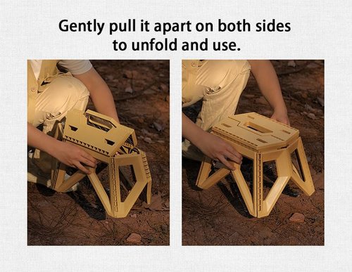 QUMOX Step Stool for Adults, Folding Step Stool with Load Capacity of 220 Pounds, Small Steps Conveniently used as Stools to Sit on for Camping/Outdoor/Indoor/Bedroom/Bathroom (Khaki)