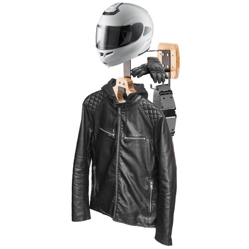 Eorbow Tactical Gear Wall Mount, Wooden Motorcycle Helmet Holder Stand, Heavy Duty Helmet Display Hanger, Multipurpose Jacket Rack for Police, Soccer, Cycling, Skiing Gears, Coats, Vets, Hats, Caps