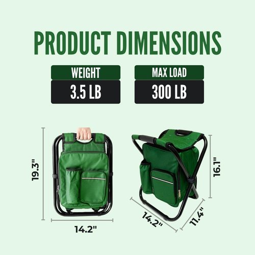 T CACHE Backpack Cooler Ice Fishing Chair - Waterproof Insulated Backpack Chair - Portable Fishing Chairs for Adults
