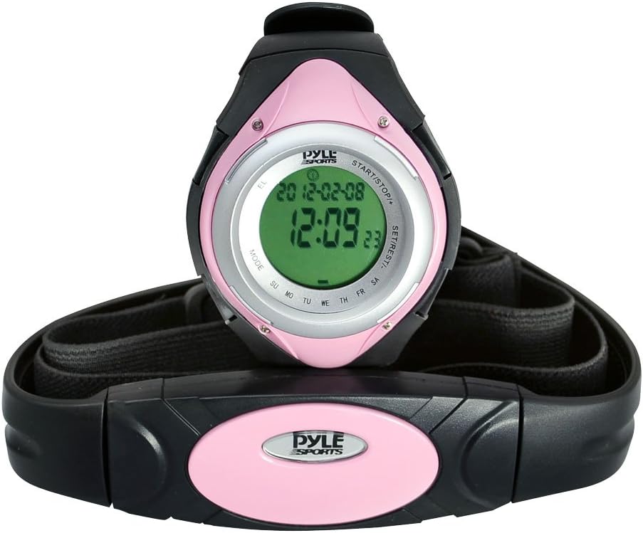 Pyle Fitness Tracker Watch with Heart Rate Monitor, Healthy Wristband Sports Pedometer Activity Tracker Steps Counter Stop Watch Alarm Water Resistant - with Calorie Counter and Target Zones (Pink)
