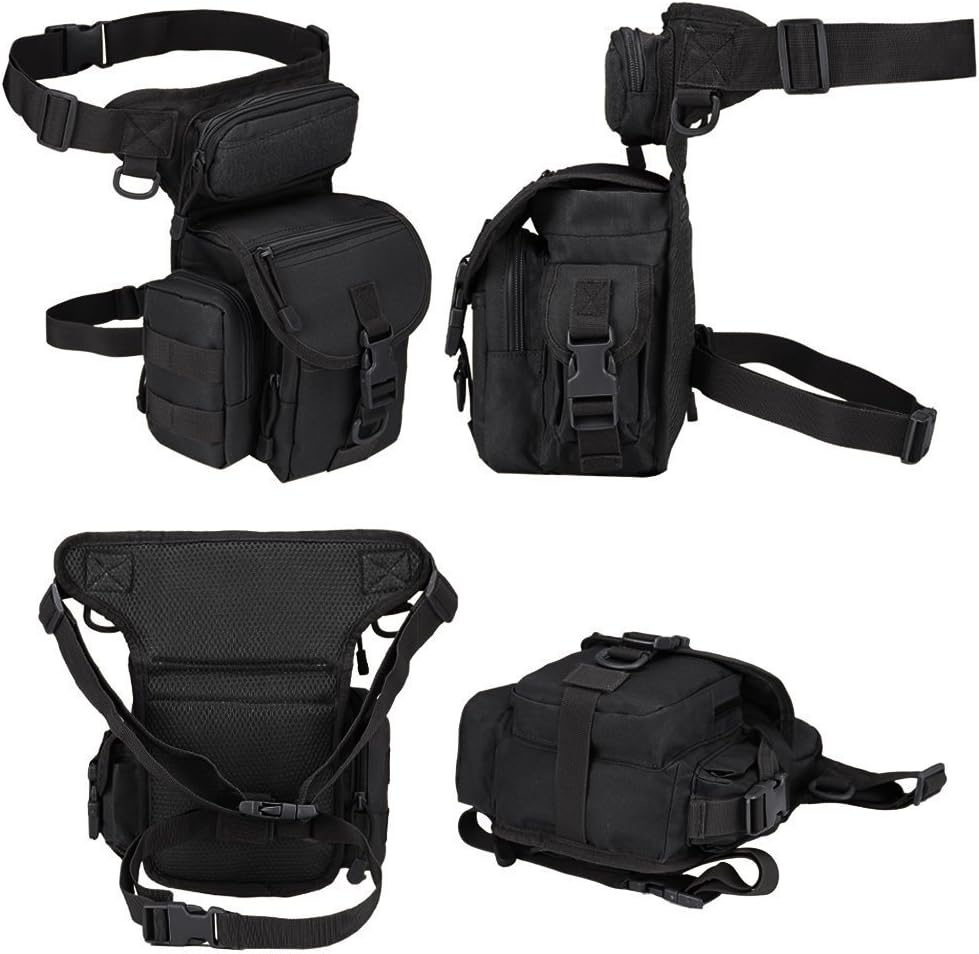 Multi-Purpose Drop Leg Pouch for Men Tactical Thigh Bag Motorcycle Leg Bag for Men Waist Pack for Military Cycling Hiking Hunting Riding Camping, Black