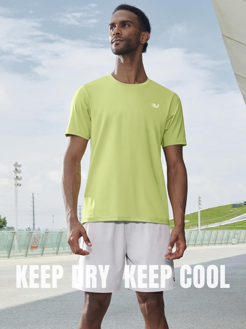 NORTHYAD Men's Athletic Shirts Workout Running Short Sleeve T-Shirt Quick Dry Lightweight Gym Tee Tops Lemon Yellow 3XL