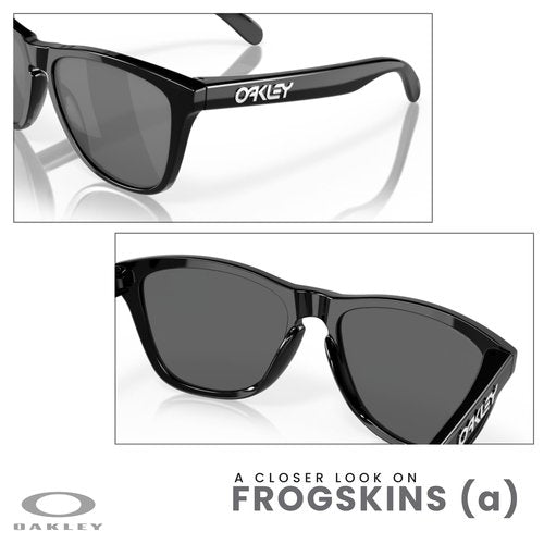 OAKLEY Frogskins (a) OO9245 924562 54MM Polished Black/Prizm Black Square Sunglasses for Men for Women+ Bundle Accessory Leash Kit, Microfiber Pouch