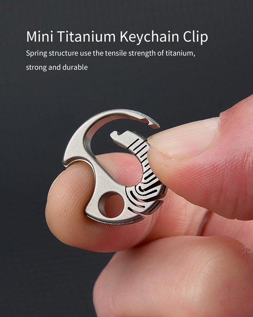 TIKIDESIGN TKKC1 Mini EDC Titanium Keyring, Quick Release Mini Titanium Carabiner Keychain Ring, Micro Carabiner Key Holder for Men