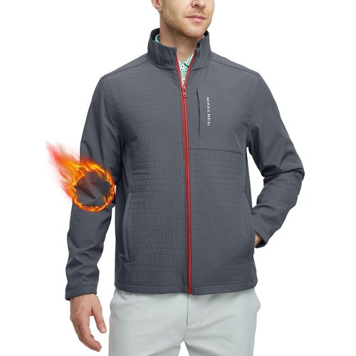 M MAELREG Work Jackets for Men Zip Up Lightweight Fall Winter Pockets Hiking Water-Repellent Softshell Jacket Men