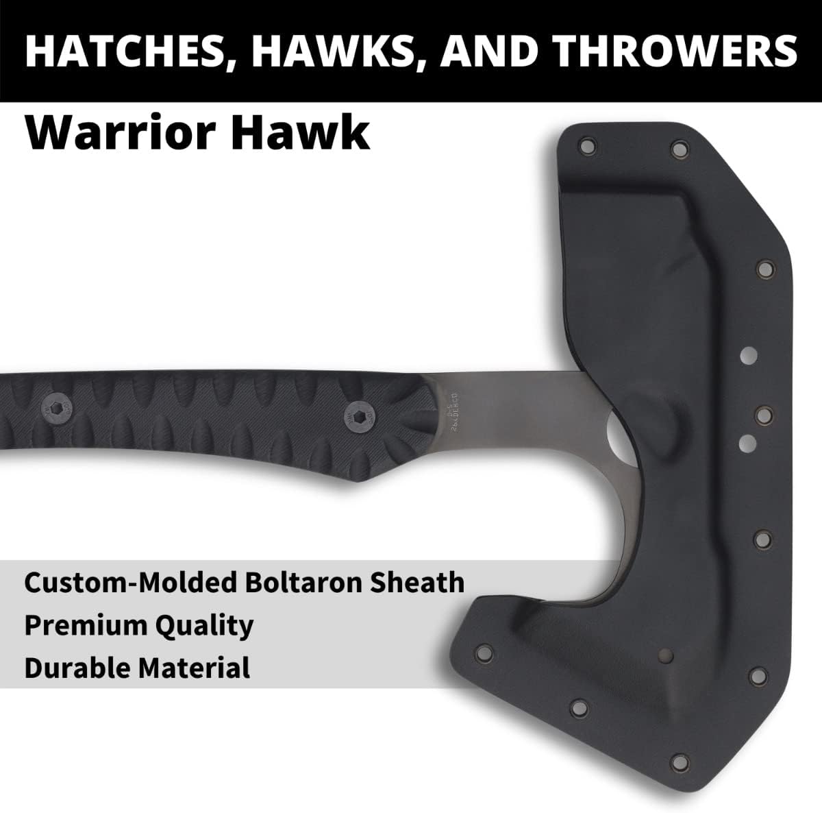Spyderco Warrior Hawk Utility Tomahawk with Tough D2 Steel Head and 13.68" G-10 Scaled Handle - Includes Custom-Molded Boltaron Sheath and Padded Zipper Pouch - H03
