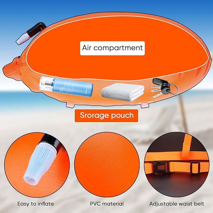 Swim Buoy for Open Water 2 Pack, 20L Swim Safety Float Waterproof Dry Bag for Swimmers Triathletes Kayakers Snorkelers, Swimming Pull Buoy for Safer Swim Training