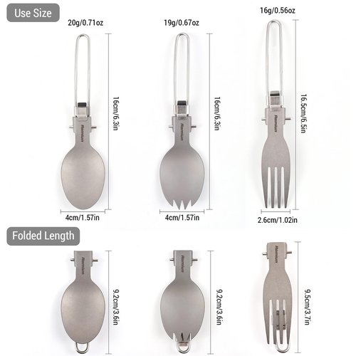 Aomiun Titanium Camping Plate Set of 8, Ultralight Durable Titanium Dish Plate with Folding Forks Spoons, Portable Round Dinner Plates Outdoor Camping Pan Tableware Utensils for BBQ Hiking Picnic
