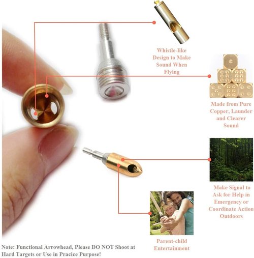 DarkForest 6pcs DB-14 Whistle Broadheads 125 Grain Whistling Arrowhead for Signal Sound to Locate or Fun with Friends
