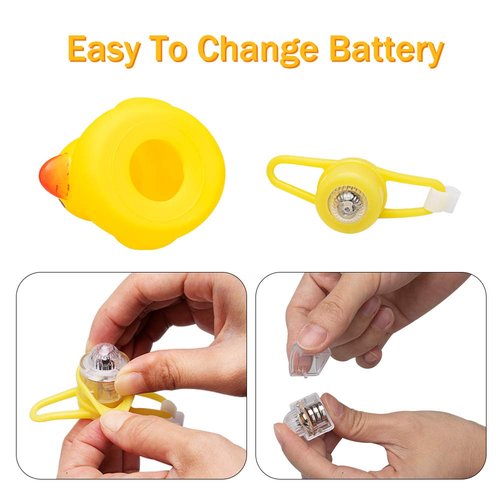 wonuu Duck Bike Bell with Light and Propeller Helmet Cute Hamster Bicycle Horn, Car Dashboard Decoration Squeeze Rubber Duck Motorcycle Bike Bells Ornaments (Chick&Shark)