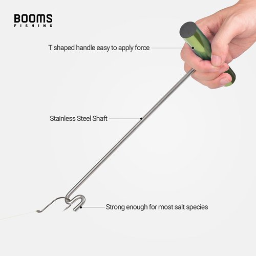 Booms Fishing R08 Green Fishing Hook Remover Tools Saltwater Dehooker Shark Hook Remover 10 inches