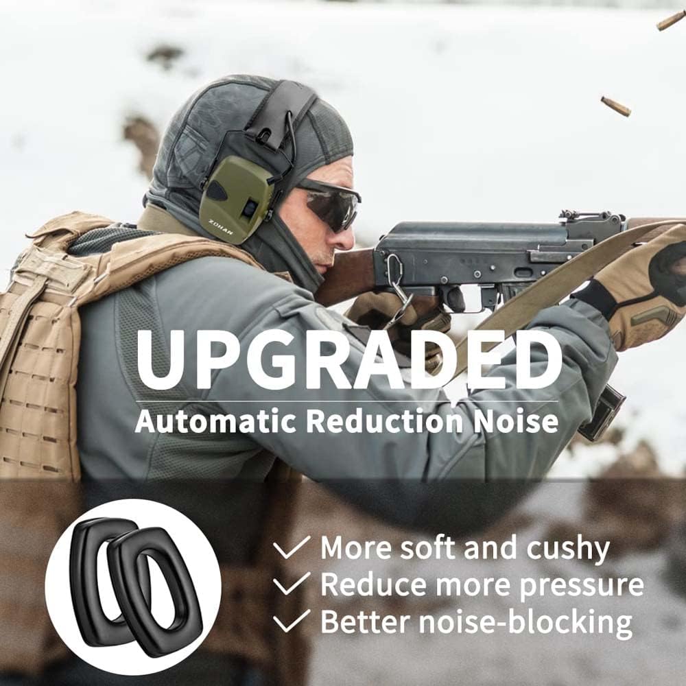 ZOHAN EM054 Electronic Shooting Ear Protection with Sound Amplification, Slim Active Noise Reduction Earmuffs for Gun Range