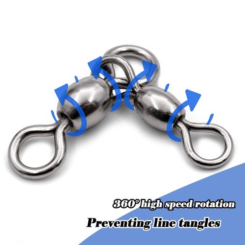 9KM DWLIFE 3 Way Stainless Steel Crane Swivels Fishing Barrel Swivels Fishing Tackle Catfish Rig Swivels Fishing Line Connector for Saltwater Freshwater-6 * 7# 25pcs
