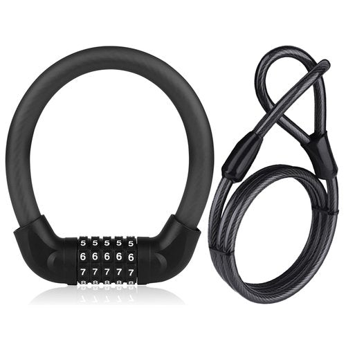 Cable Lock,4 ft Steel Security Cable with Alloy Combination Cable Lock,Heavy Duty Anti-Theft Chain Lock for Motorcycles,Bike,Gates,Outdoor Furniture - with Easy Locking-Mechanism