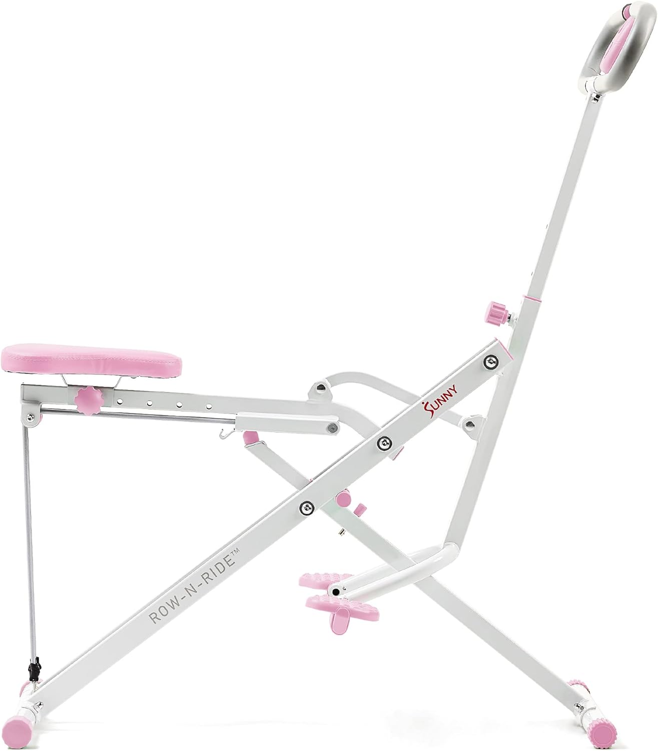 Sunny Health & Fitness Row-N-Ride Squat Assist Trainer, Foldable & Easy Setup Exercise w/Adjustable Resistance, Home Training Machine for Arm, Glute & Leg Workout, Optional Free SunnyFit App Connect