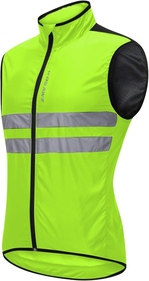 WOSAWE Men's High Visibility Cycling Wind Jacket Water Resistance Reflective Windbreaker