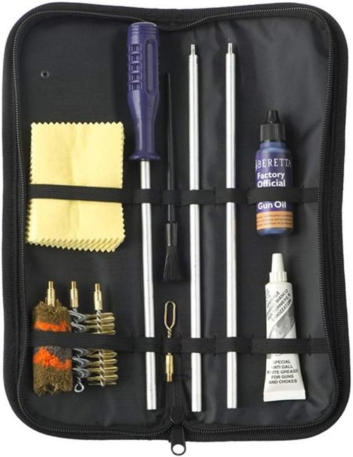 Beretta Hunting Shooting Field Pouch Complete Cleaning Kit, Zippered Portable Case with Cleaning Rods, Brushes & Oil