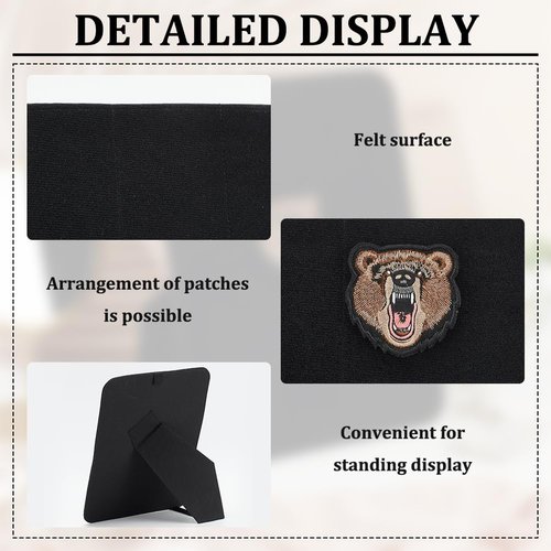 FINGERINSPIRE Black Tactical Patches Display Panel 14.2x11" Rectangle Tactical Patch Display Board with Loop and Back Support Polyester Collection Stand Holder for Badge Morale Patch Military Patch