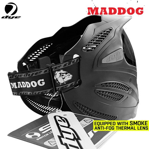 Maddog Dye SE Special Edition Paintball Mask Goggle System | Replaceable SLS Thermal Dual-Pane Anti Fog Lens | Adjustable Full-Face Safety Certified Protection - Black with Smoke Lens