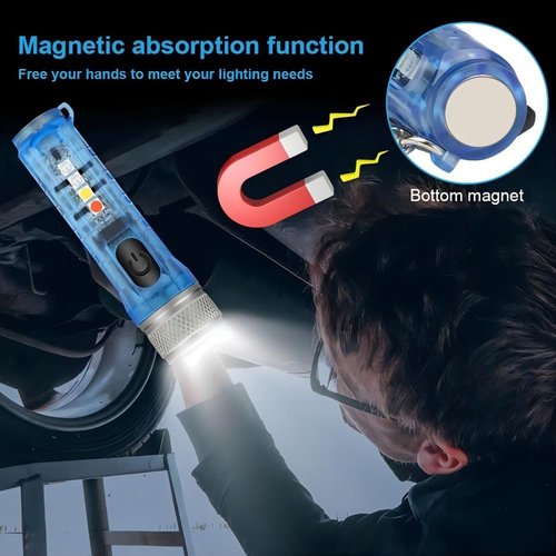 Dewould USB-C LED Keychain Flashlight,Instantaneous On,Lock Mode,400 Lumen Mini Rechargeable Flashlight with EDC Small Size,10 Modes,Perfect for Gift Camping Emergencies Outdoor(Blue)