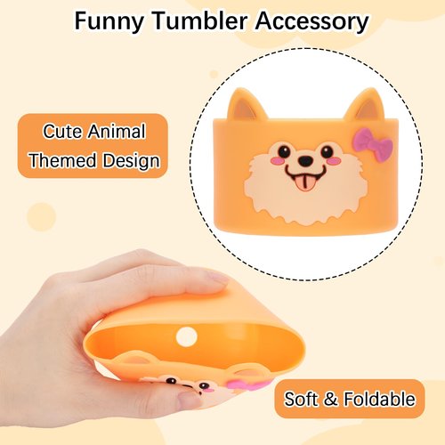 AGIFTMIND Silicone Boots for Stanly Cup 20/30/40 oz, Bottom Protector for Tumblers, Animal-Themed Boot for Stanly Cup Accessories (1P, OrangeDog)