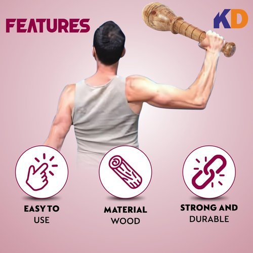 KNK GADA FITNESS BAR INDIAN CLUB BHEEM MACE SHOULDER EQUIPMENT MEEL KARLA KATAI FITNESS DURABLE WOODEN EQUIPMENT (3 to 4 KG)