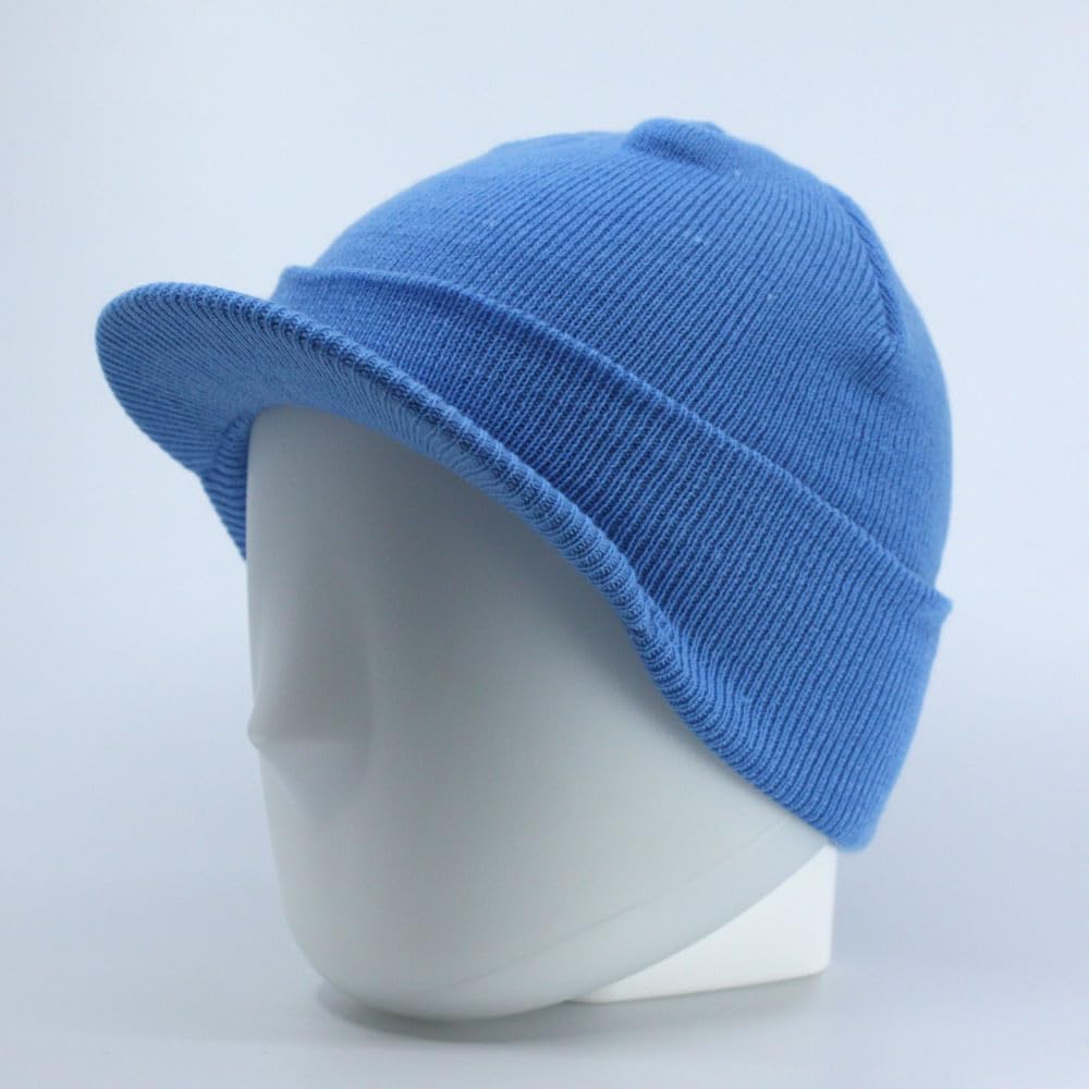 The Vintage Year Plain Sports Visor Billed Knit Radar Cuff Beanie