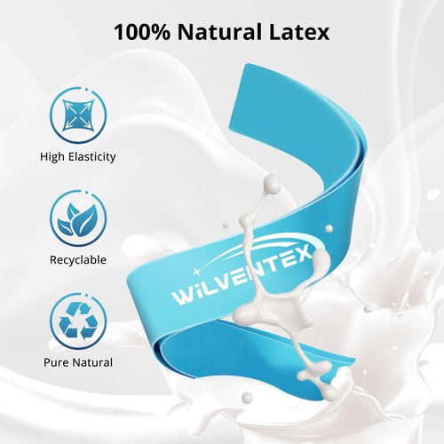 WILVENTEX Resistance Bands, Natural Latex Band Loop Set, 5 Different Resistance Levels [10LBS-115LBS] for Workout, Gym, Stretching, Yoga, Home Fitness, Training, Exercise, Physical Therapy