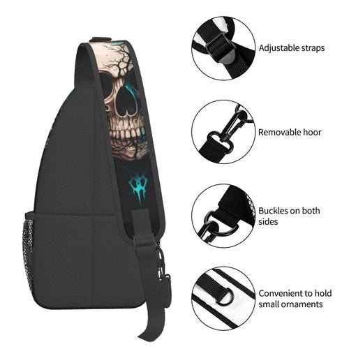MEUUD Dog Paw Sling Bag for Women Men Chicken Crossbody Bags Halloween Gothic Skull Daypack Shoulder Bag Backpack (gothic skull)