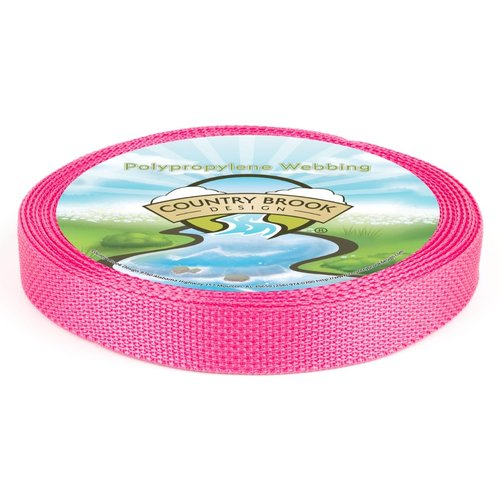 Country Brook Design 1" Webbing - 10/25/50 Yards - 30+ Colors - EDC 1 Inch Polypropylene Webbing for Climbing Outdoors Crafting DIY Gear Repair (Fuchsia, 25 Yards)