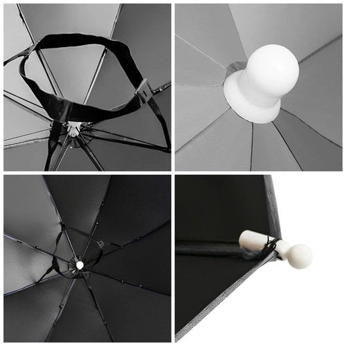 JOONOR Umbrella Hat Pack of 2 -Fishing Umbrella Hat Folding Adjustable Sun Rain Cap, 27”Hands Free Umbrellas, 8-Ribs Anti-UV Waterproof Headwear for Outdoor Fishing Sunshade,Black+Grey
