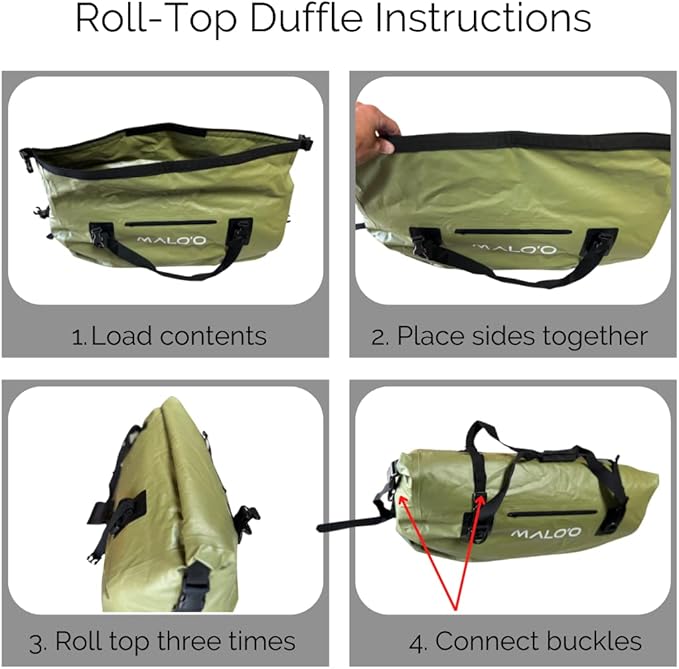 Malo'o 3-in-1 Wetsuit Changing Bag – Integrated changing mat, wetsuit watertight carry bag and XL 60 Liter Roll-Top Dry Bag. Surfing, Paddle-Boarding