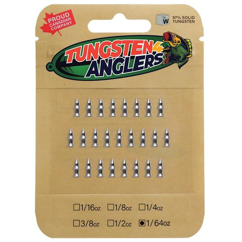 Tungsten 4 Anglers – 97% Pure Tungsten Pagoda Nail Sinker | Great Sinker for Freshwater and Saltwater Fishing | (1/64oz. 25pc)