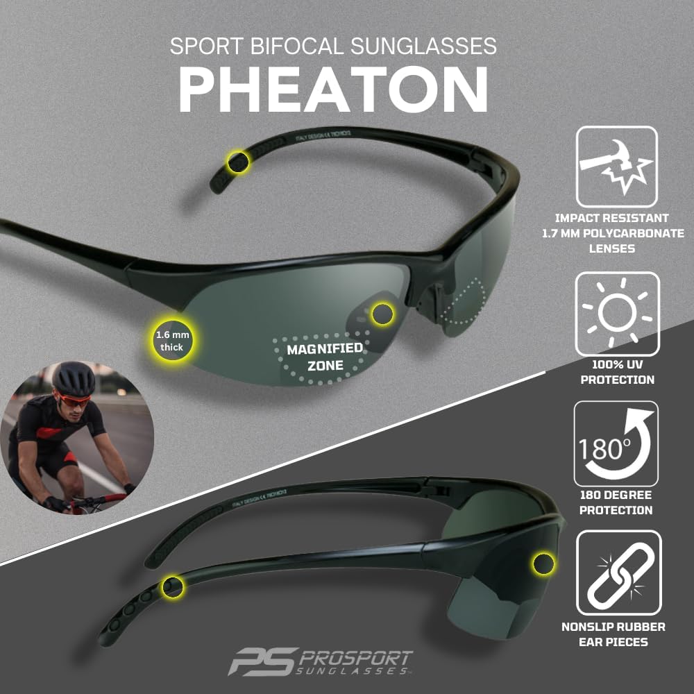 proSPORT BIFOCAL Sunglasses Readers Tinted Mens Womens High Definition Amber Yellow Smoke +1.50 +1.75 +2.00 +2.25 +2.50