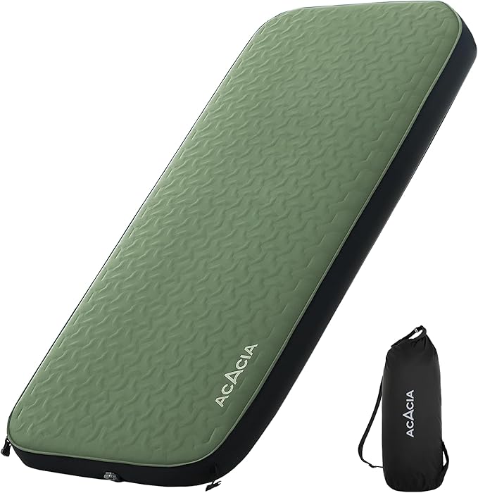 ACACIA 4.3" Thick Self Inflating Sleeping Pad with Foam | Innovative Y-Shaped Telescopic Structure | Ultraportable Camping Mattress | Outdoor Compact Air Mat for Tent Car |