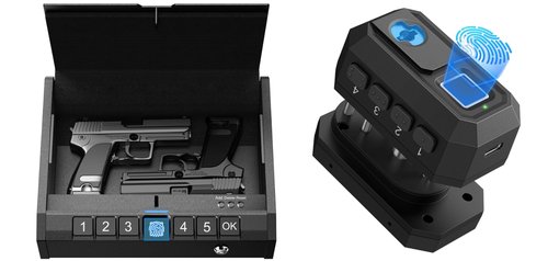 Biometric Trigger Lock & Gun Safe Bundle - Quick-Access Gun Trigger Lock for Handguns, Rifles, and Shotguns, Biometric Gun Safe for Handgun, Ideal for Home, Bedside, and Car