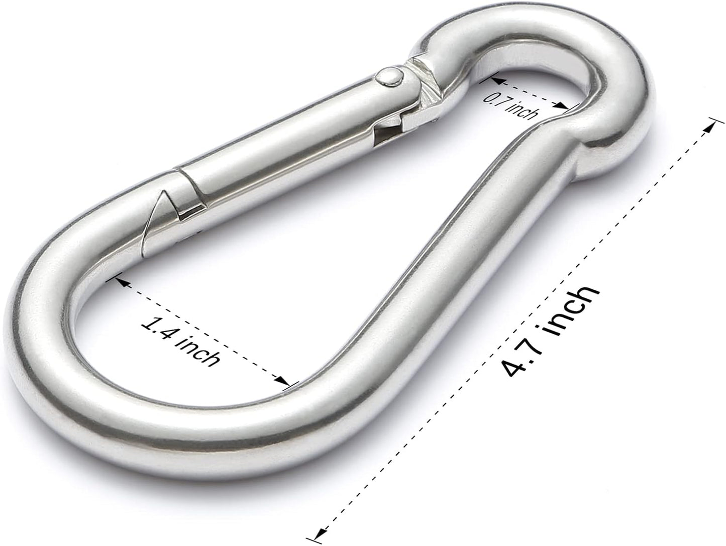 sprookber Stainless Steel Spring Snap Hook Carabiner - 304 Stainless Steel Clips, Set of 6