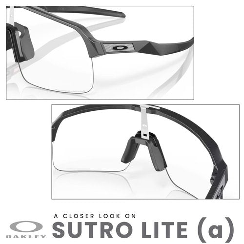 OAKLEY Sutro Lite (a) OO9463A 946318 39MM Matte Carbon/Clear to Black Iridium Photochromic Shield Sunglasses for Men for Women+ Bundle Accessory Leash Kit, Microfiber Pouch