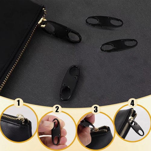 GrWisdAT 10PCS Zipper Clips Anti Theft S Shaped Double Small Carabiner Clips Black Zipper Locks for Backpacks Luggage Traveling Camping
