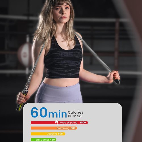 Hererope Weighted Jump Ropes for Men & Women, 1LB Jump Rope Weighted With Ball-bearing, No-Slip Grip, Durable Steel Cable, Heavy Jump Rope Designed for Fitness, High-Intensity Strength Workouts, crossfit