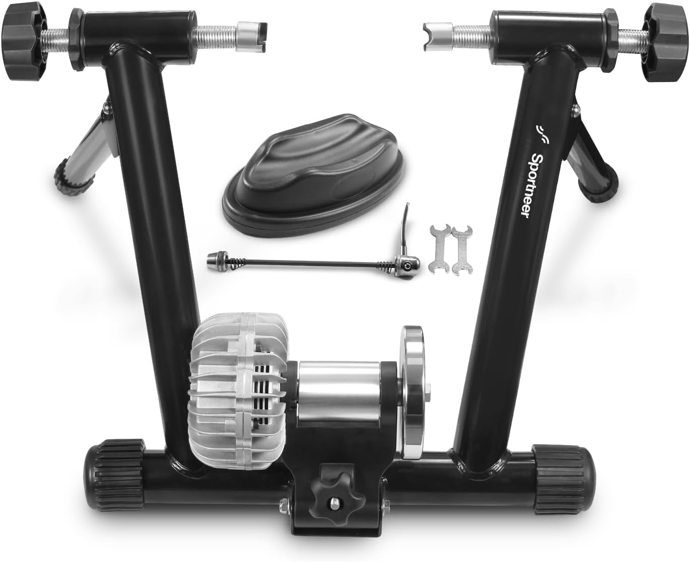 Sportneer Bike Trainer - Fluid Stationary Bike Stand for 26-29" & 700C Wheels - Auto Resistance Control Bike Trainer Stand for Indoor Riding with Noise Reduction Wheel for Road Bikes