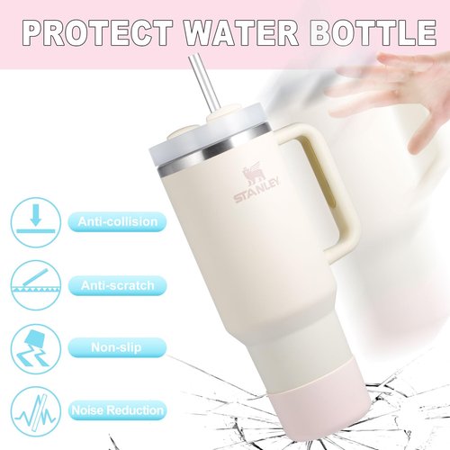2-Pack Silicone Boot for Stanley 40 30 20 OZ Cup Accessories, Anti-Slip Thick Bottom Boots for Stanley 20OZ 30OZ Tumbler Ice-Flow 16OZ Bottle, Protector Sleeve Cover for Yeti Cups Protective Bumper