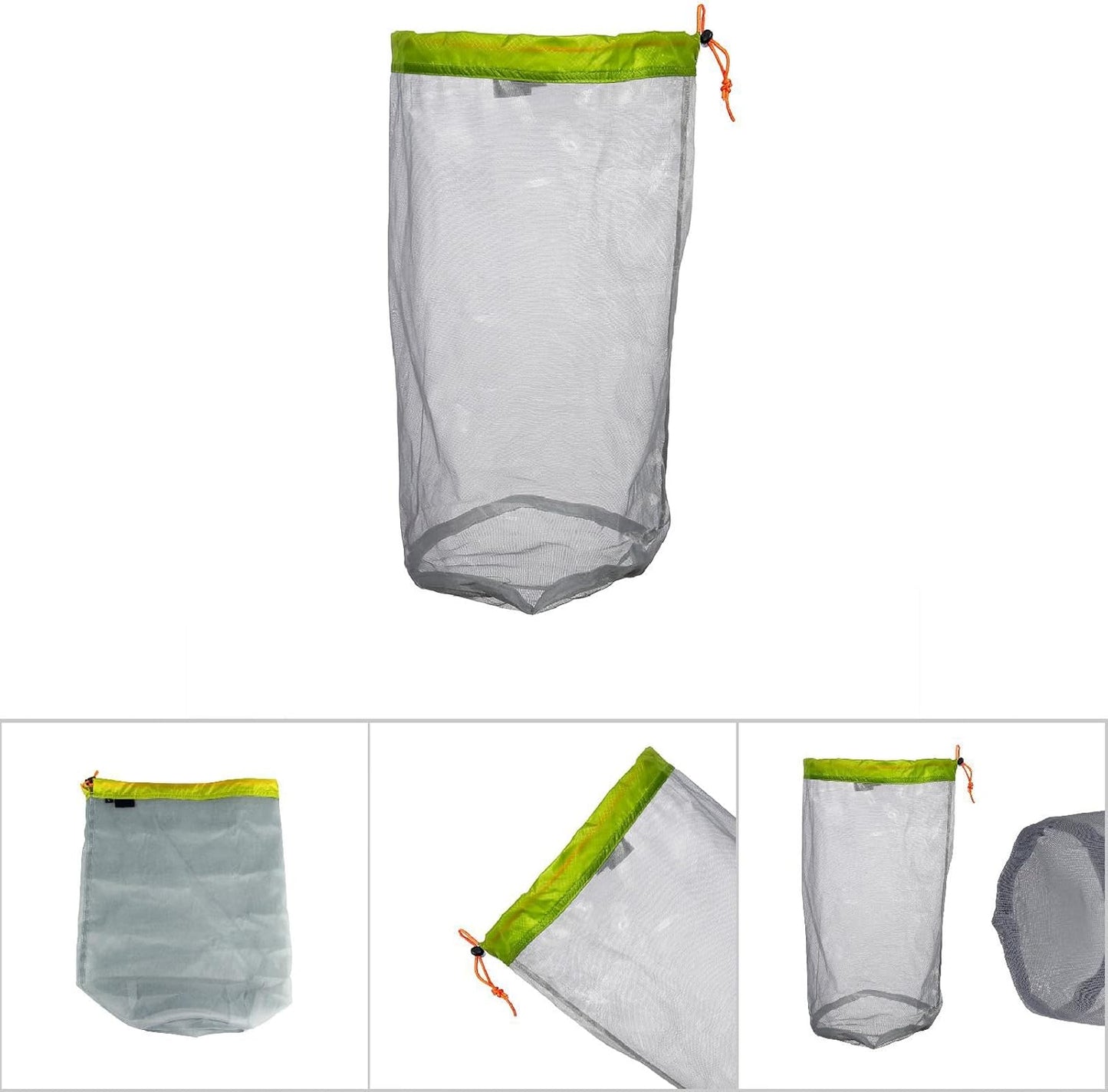 Mesh Stuff Sack Light Weight Nylon Mesh Drawstring Storage Bag for Travelling Hiking Camping Stuff Storage(Orange M)