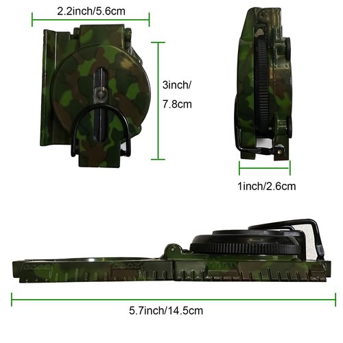 Military Compass, JYEASTZ Compass Military Grade for Hiking Survival, Waterproof Durable Boy Scout Compass Lensatic Compasses Multifunctional Outdoor Compass for Hunting Camping (Camouflage)