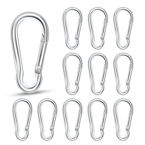 12 Pack Spring Snap Hook Heavy Duty Snap Carabiner Clip for Outdoor Camping Hiking Fishing Traveling Swing Hammock Set 2 Inch Snap Hooks for Gym Quick Link Keychain Carabiners Spring Clips (Silver)